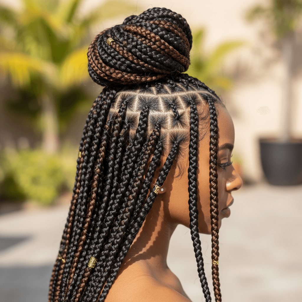Close-up of detailed braiding technique