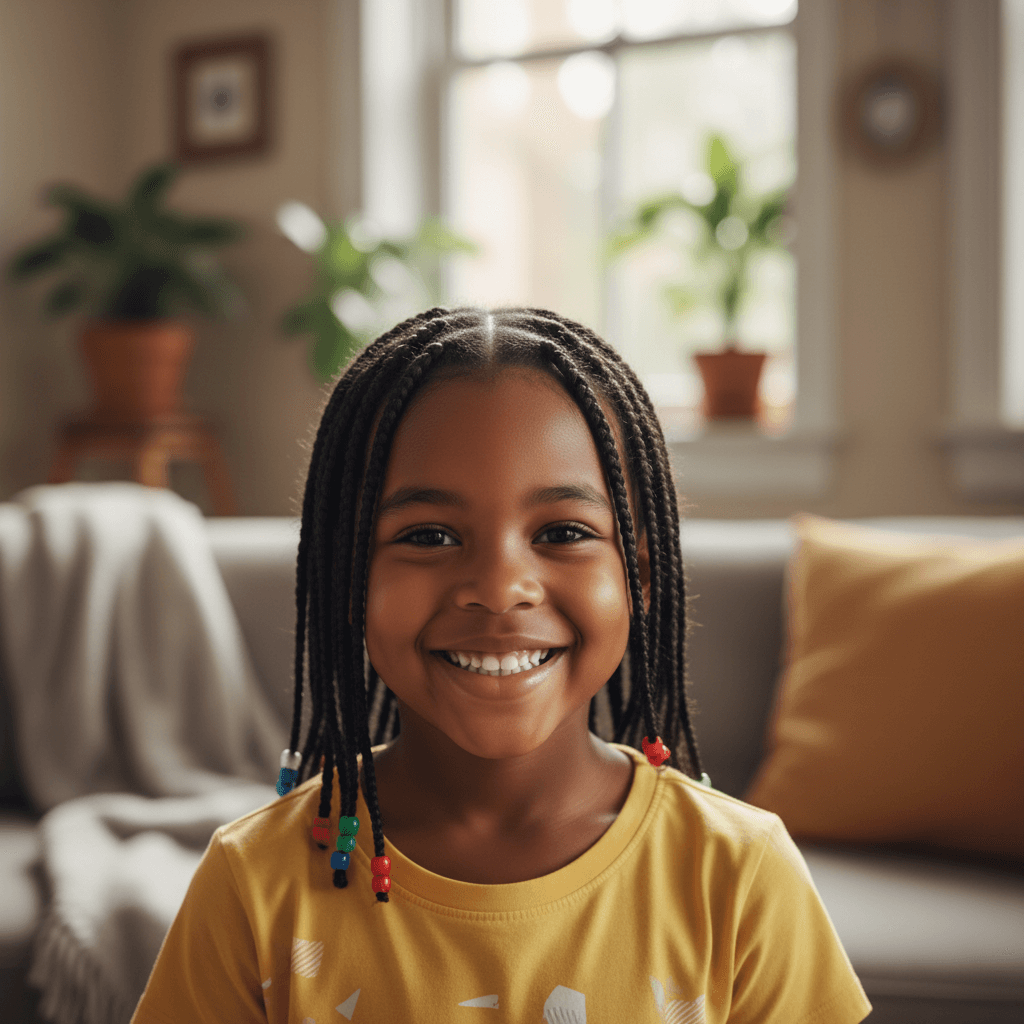 Box braids style on child
