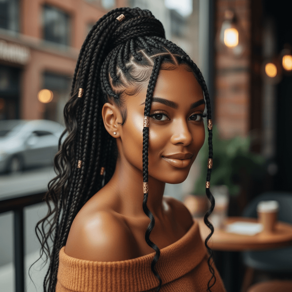 Child with protective style braids